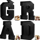 Tellingyou 4 Pcs 13.7" 2026 Charcuterie Numbers Fillable Graduation Disposable Mache Box Chocolate Candy Tray Grad Container Decoration(Black, Grad)