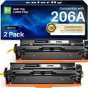 206A W2110A Black Toner for Color LaserJet Pro MFP M283fdw M283cdw Printer | for HP Color LaserJet Pro MFP M283fdn M282nw M255dw M255nw M283 M255 Printer (2 Pack, with Chip)