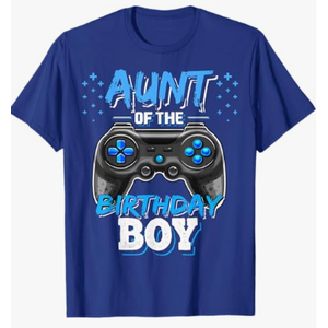 Aunt of the Birthday Boy Matching Family Video Game Party T-Shirt