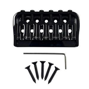 OVSAL 6 String Guitar Fixed Bridge 10.5mm Zinc Alloy Saddle Baseplate Electric Guitar Hardtail Bridge Compatible with Telecaster Tele Strat Style Electric Guitar Replacement Parts Vacuum Black