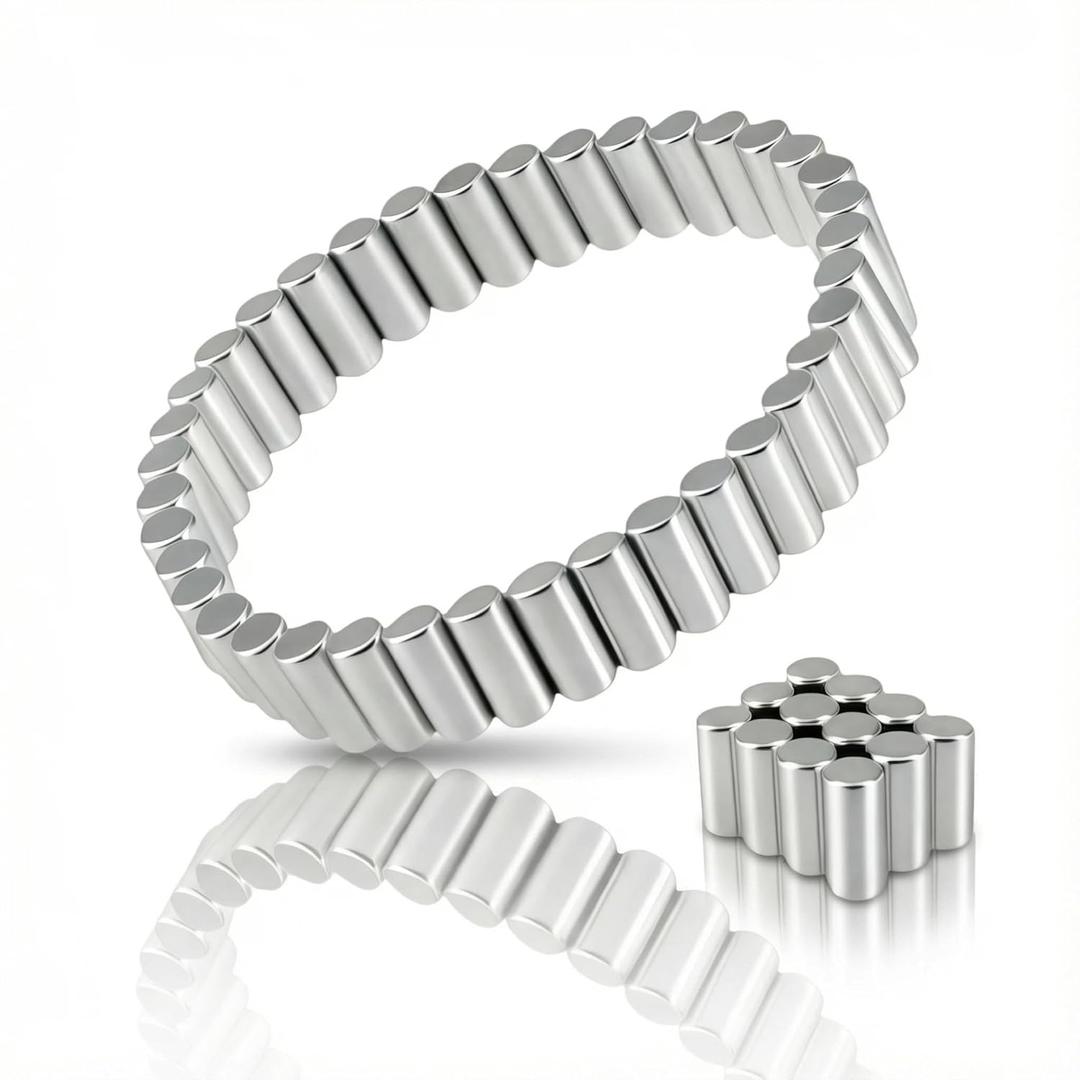 0.17''0.35'' Neodymium Cylinder Magnets,50pcs Tiny Rod Magnet for Whiteboard,Refrigerator,Map Magnets,Magnetic Bracelet for Men Women,Magnetic Ring Jewelry (Silver)