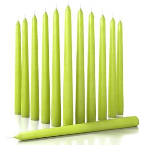 Candwax 12 inch Taper Candles Set of 12 - Dripless and Smokeless Candle Unscented - Slow Burning Candle Sticks Are Perfect As Thanksgiving Taper Candles - Olive