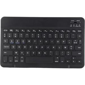 Dilwe Wireless French Keyboard, French European AZERTY Wireless Bluetooth Keyboard, 10inch Slim Portable Wireless Tablet Keyboard, Brushed Metal Texture for Phone Computer (Black) (Black)