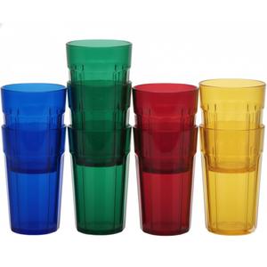 Honla 10 oz Small Drinking Glasses,BPA Free Cups,Unbreakable Plastic Tumblers,Set of 10 Highball Water Juice Cups for Kids/Adults in 5 Assorted Colors,Dishwasher Safe