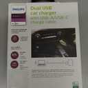 Phillips Dual USB Car Charger With USB A/USB C Charge Cable