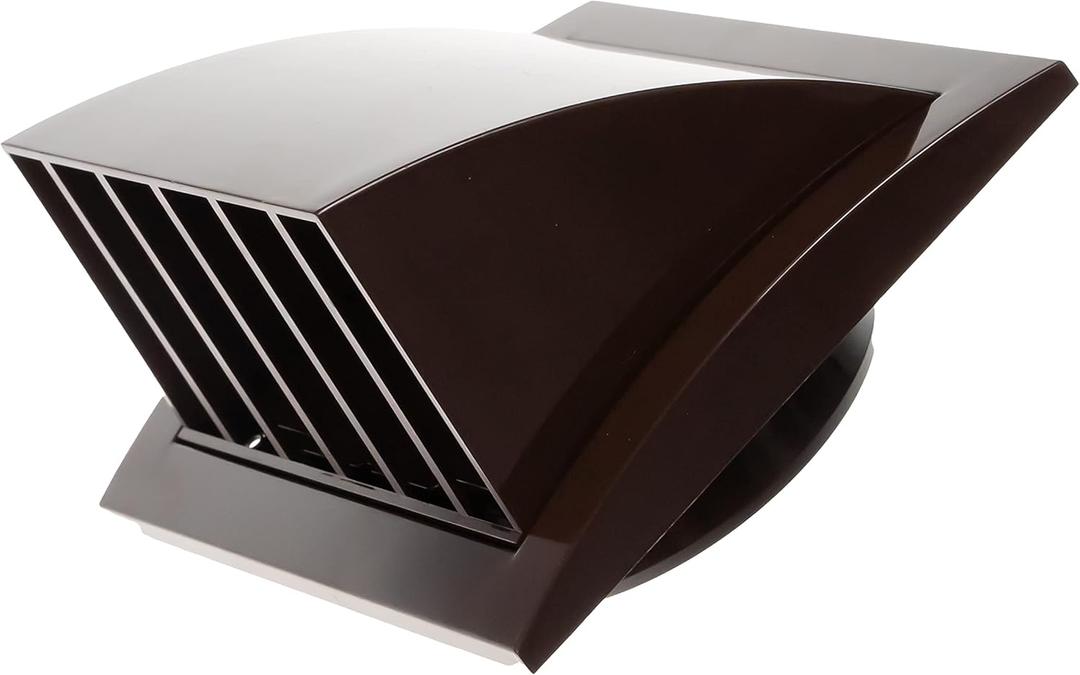 Vent Systems 4" Inch Brown Exhaust Vent Cover Dryer Vent Hood Louvered Dryer Cover Vent Hood Cap One-Directional Plastic Air Supply Grille Non Return Valve Outlet Cowl Air Vent Grille