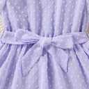 Girl Summer Dress Polka Dot Casual A-line Flutter Ruffle Sleeve Double Layer Flowy Dress 5-13 Years (Purple)