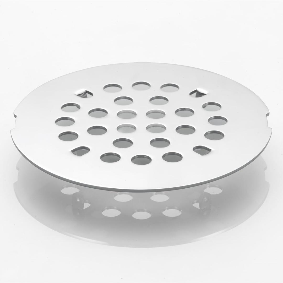 Snap-in Shower Drain Cover 4-1/4 inch Shower Strainer Grid Round (1, Chrome)