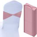 Kinlop 50 Pcs Spandex Chair Sashes Bows Chair Bands Slider Sashes for Covers Elastic Bands Ties Without Buckle Decorations for Wedding Party Events Ceremony Birthday(Dusty Pink)