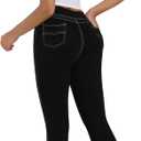 Sunzel Flare Leggings for Women with Pockets, High Waisted Tummy Control Yoga Pants, Wide Leg Denim-Look (Black, S)