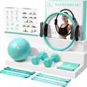 Pilates Ring Set - Studio-Grade Anti-Deformation Pilates Kit - Pilates Equipment for Home Workout - 14'' Pilates Ring, Pilates Ball, 2 Dumbbells, 5 Resistance Bands for Toning Arms, Thighs