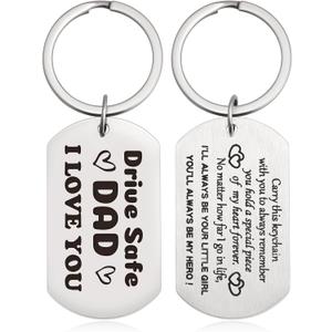 6 x Eaciy Gifts for Dad Keychain from Daughter Son, Drive Safe Keychain Dad Gifts Christmas Gift for Husband