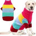 AOFITEE XXL Dog Sweater, Turtleneck Dogs Sweaters for Large Breed, Stretchy Christmas Knitwear, Warm Large Pet Pullover for Fall Winter, Clothes for Golden Retriever, Weimar (Pink XXL) (Rose Red)