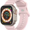 Silicone Ocean Bands Compatible with Apple Watch Band Ultra 49mm 46mm 45mm 44mm 41mm 38mm 40mm 42mm for Women Men, Sport Ocean Loop Wristband for iWatch Ultra 2 SE 2 Series 10 9 8 7 6 5 4 (Light Pink)