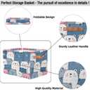 Cute Storage Bins for Organization, Canvas Book Storage Bins Handles, Bedroom Shelves Decorative Baskets for Organizing, Fabric Cube Bin Classroom Dorm Closet Organizer Box (Cute Bear)