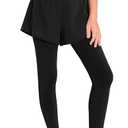 Haloumoning 2 in 1 Girls Leggings with Shorts Kids High Waist Colorblock Athletic Yoga Dance Pants 7-8 Years
