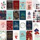 Decorably 100 Pack Foiled and Glittery 6x4in Christmas Cards with Envelopes Bulk and Stickers, 20 Festive Holiday Designs Seasons Greetings for Friends & Loved Ones, Printed Message - Gifting, Mailing