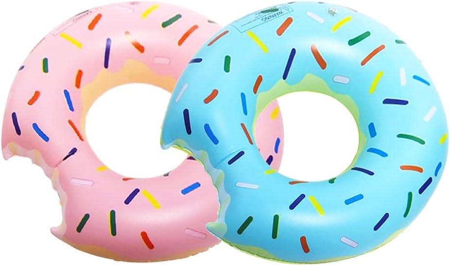 2 Pack Donut Pool Floats Inflatable Swimming Rings Tubes for Summer Beach Water Float Party Decoration