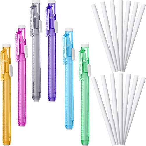 Outus 36 Pieces Eraser Pen Retractable Mechanical Include 6 Packs Eraser Pen and 30 Erasers Refill for School Office Painting Writing(Clear Color)