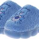 Josmo Care Bear Slippers for Girls Womens Cozy Plush Indoor Shoes Fun Fuzzy Bear House Slippers for Little Kids/Big Kids/Adults (Blue - Grumpy Bear)