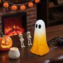 3 x Halloween Figurines Ghost Decor, Resin Statue Halloween Ghost Decorations, Cute Small Cute Ghost Figurine for Table Shelf Display, Decoration Indoor (Yellow)