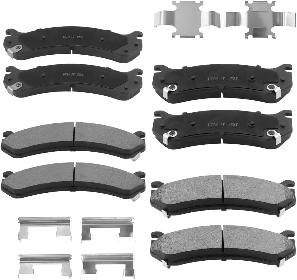 D785 D784 Front & Rear Ceramic Brake Pads Set Fit For Chevrolet Silverado 1500 Silverado 1500 HD For GMC Sierra 1500 Sierra 1500 HD Sierra 3500 HD Yukon XL 2500 For Hummer H2