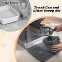 AIPERRO Enclosed Stainless Steel Cat Litter Box with Lid, FILP-Top High Sided Enclosure Metal Litter Boxes with Scoop Set for Big Cats, Non-Sticky, Anti-Leakage, Easy Cleaning,Transparent Grey