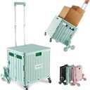 Amazon.com: MACOPRO Foldable Utility Cart with Stair Climbing Wheels, Collapsible Rolling Crate with Telescoping Handle, Shopping Trolle Handcart Grocery Book File Tool Art Supplies Teacher Storage Basket(Green) : Office Products