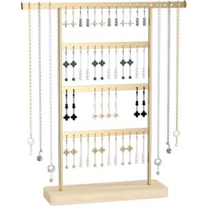 Earring Display Stand, Earring Holder Organizer, 4 Tier Necklace Stand, 58 Holes Jewelry Display Stand, Gifts for Women