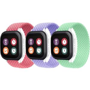 3 Packs Nylon Braided Band Compatible with Gizmo Watch 3/2/1,SyncUP Kids Watch,20mm Kids Breathable Solo Loop Stretchy Strap for Boys and Girls