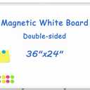 WALGLASS Magnetic White Board, 36" x 24" Double-Sides Dry Erase White Board for wall, Hanging or Mounted Whiteboard, Horizontal or Vertical, Silver Aluminium Frame, Home, School, Office, Kitchen