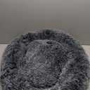 JOLLYVOGUE Calming Dog Bed Medium Size Dog, 31in Donut Washable Medium Pet Bed, Anti-Slip & Anti-Anxiety Fluffy Faux Fur Round Dogs Bed, Fits up to 45 lbs Pets (Smoke Black)