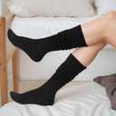 Scrunch Socks Women, Extra Long Slouchy Socks Soft Chunky Scrunch Socks Thigh High Socks Womens Boot Socks Cotton Fluffy Socks 80s 90s Black Scrunchy Socks for Women Girls Size 9-11 (Black)