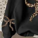 Girl's Leopard Graphic Hoodies Pullover Long Sleeve Hooded Neck Sweatshirts Trendy Fall Outfits Bow Black 13 Years