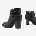 TOETOS Women's Chunky High Heel Ankle Boots Close Toe Fall Heeled Booties Shoes (Black)