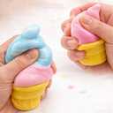 2 x Ice Cream Squeeze Squishy, Ice Cream Cone Squishy, Slow Rise Sensory Fidget Toy, Easter Basket Stuffers Party Favors Summer Sensory Stress Relief (Orange)