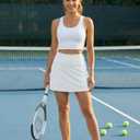 M MAELREG Womens Tennis Skirt High Waisted Athletic Mini Lined A Line Skort with 3 Pockets Nylon Stretchy Workout Golf Skirt (L)