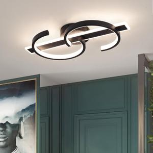 Linear Ceiling Light 4000K Black Modern Ceiling Light Fixture 30W Long Flush Mount LED Ceiling Lamp for Hallway, Kitchen, Bedroom, Dining Room(17.7Inch)