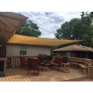 FLY HAWK Rectangle Patio Sun Shade Sail Canopy, 16' x 18' Patio Sunshade Cover Canopy - Durable Fabric Cloth for Outdoor Garden Yard Pond Pergola Sandbox Deck Courtyard, Sand