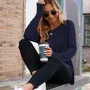 Newchoice Women's Casual Batwing Long Sleeve T Shirt Basic Loose Tunic Tops (Blue, L)