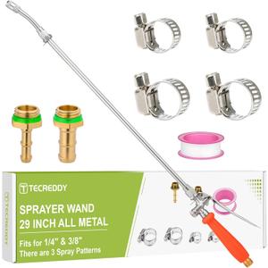 Replacement Pump Sprayer Wand, 29 Inch All Metal Spray Wand for Tank Sprayer with Stainless Steel Extension Tubes, 1/4" 3/8" Brass Barbs Joint Parts for Weed Lawn Plants Careing Watering