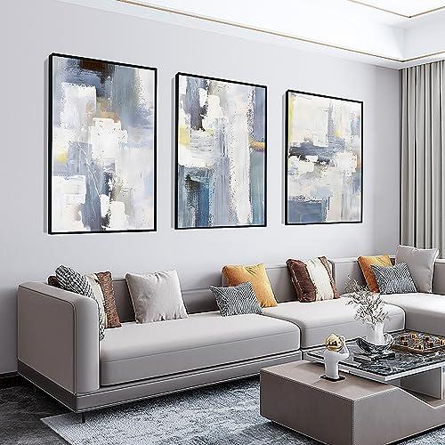 Wall Art Set of 3 Boho Natural Simple Black White for Living Room Bedroom Large Wall Art Paintings Framed Canvas painting Artworks for Office Decor, Posters&Prints Home Decor (16" x 24", Grey)