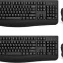 Wireless Keyboard and Mouse Combo, EDJO 2.4G Full-Sized Ergonomic Computer Keyboard with Wrist Rest and 3 Level DPI Adjustable Wireless Mouse for Windows, Mac OS Desktop/Laptop/PC(2 Pack)