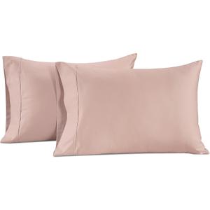 LANE LINEN 100% Cotton Pillowcovers, Pillow Cases Standard Size Set of 2, Fits Standard & Queen Pillows, Luxury 450 Thread Count Sateen Cotton Pillowcases, Soft & Breathable - Sepia Rose