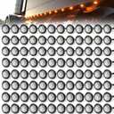 3/4" Round 3 LED Side Marker Clearance Lights Front Rear Top Marker Indicators Tail Light Waterproof for Trailer Truck Car Bus Van Pickup RV Wrangler ATV UTV (100Pcs Amber LED Lights Clear Lens)