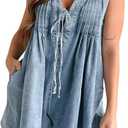 utcoco Womens Summer Casual Sleeveless Denim Romper Tie Front V Neck Jean Overall Shorts Romper With Pockets
(X-Large, Light Blue)