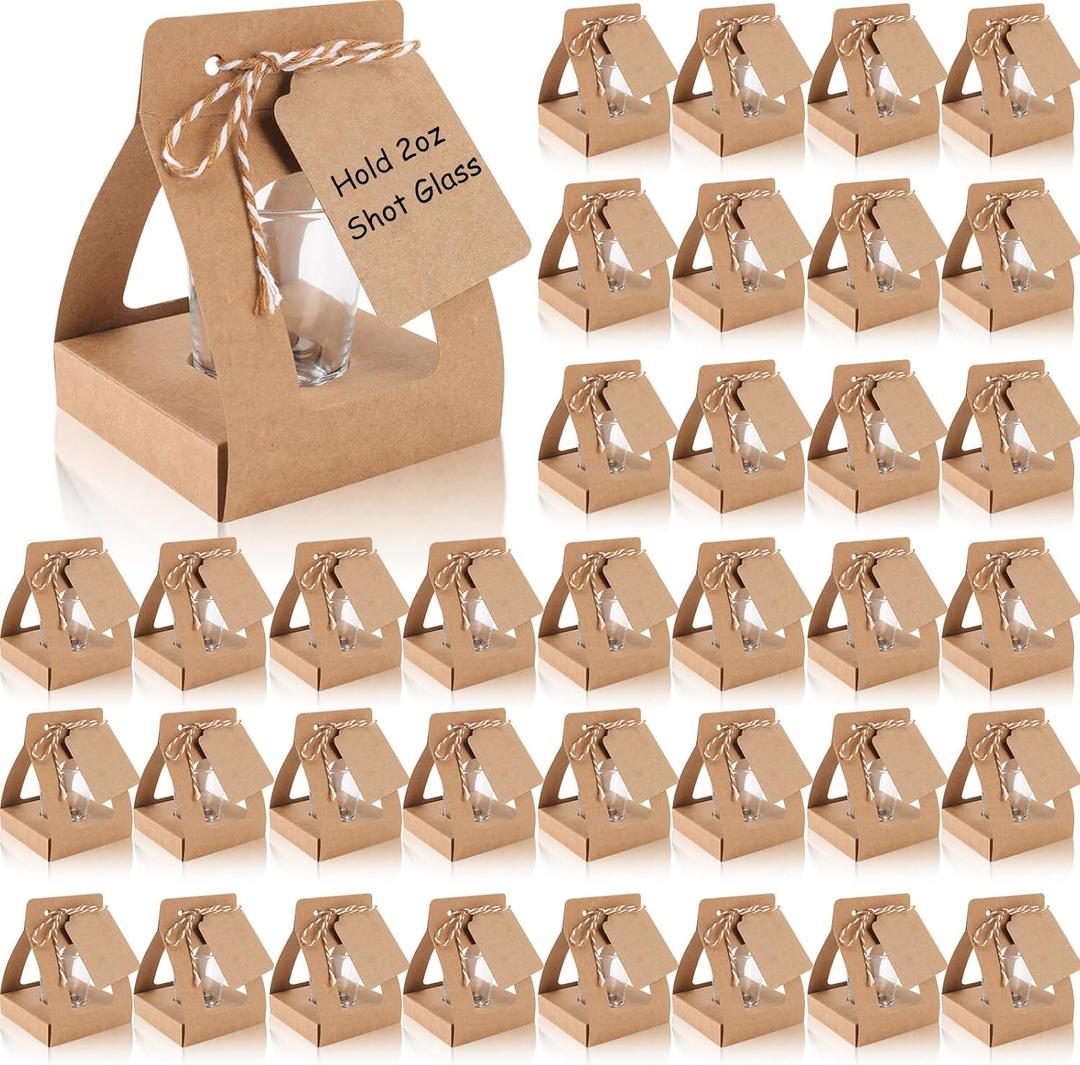 WANGDEFA 100 Pack Shot Glass Box Shot Glass Favor Bags for Wedding Bachelorette Bridal Shower Can Hold 2oz Shot Glass (Shot Glass Not Included) (100)