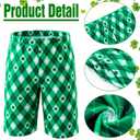 St. Patrick’s Day Leprechaun Costume Set for Men, Shamrock Shorts with Suspenders, Green Hat, Socks & Glasses (S)
