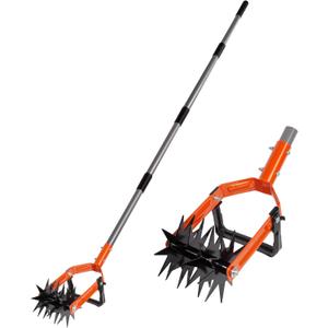 Walensee Rotary Cultivator Tool, Adjustable Garden Hand Tiller with Stainless Steel Pole, 2-in-1 Garden Weeder and Crumbler Soil Cultivator Tool with Weeding Knife for Soil Mixing or Reseeding Grass