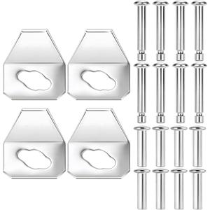 4 Sets Screen Door Closer Kits Compatible with Andersen, Emco, Larson 40201 and Pella, Includes 4 Iron Plates, 8 Slotted Long Screws and 8 Non-Slotted Screws, Suitable for Storm and Security Doors